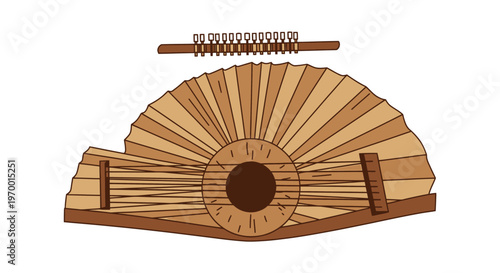 Traditional wooden musical instrument hand fan shaped