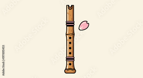 Recorder musical instrument with pink music note