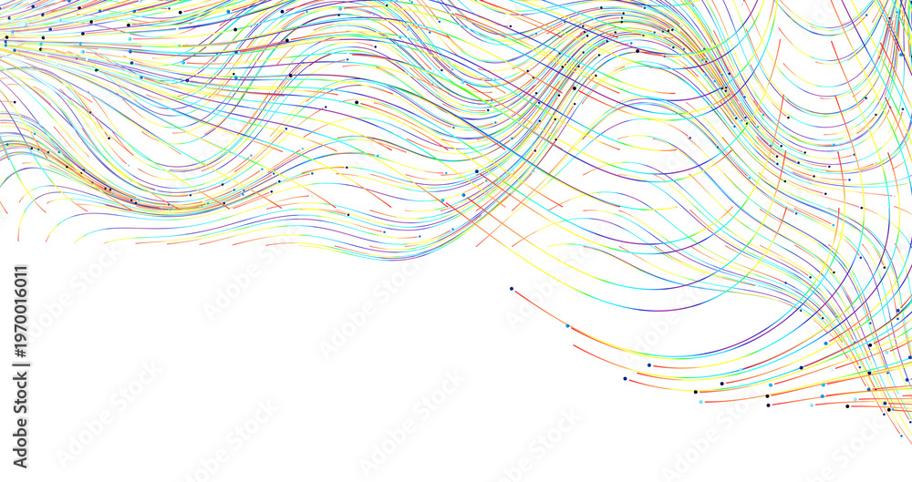 Obraz premium Abstract design of colorful lines waving against a white background. Perfect for website backgrounds, presentations, and