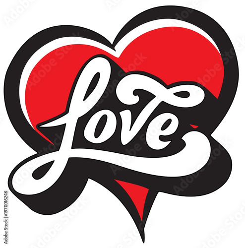 Love with a cute white and red heart