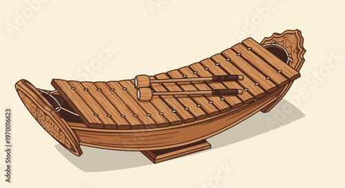 Vintage wooden sled on a beige background