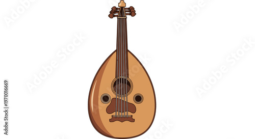Traditional Lute Instrument Illustration