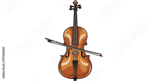 Violin and bow isolated on white background