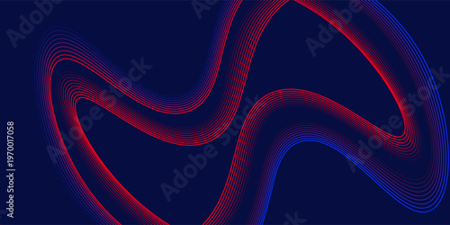 Sports background vector abstract lines in 3D dimensional rotation, dark red and blue dynamic layout for sport games or racing and running activities.