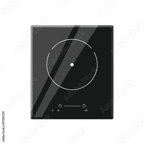 Sleek black induction cooker top with circular heating element and controls