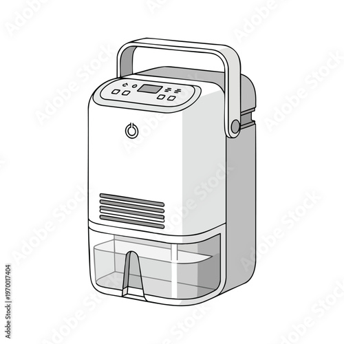 A modern, compact dehumidifier with a digital display, buttons, and a removable water tank