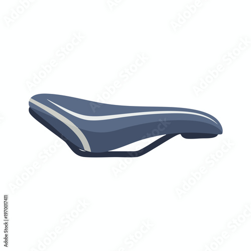 Blue bicycle saddle with white and grey stripes, isolated on white