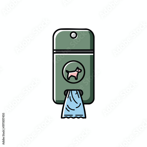 Green dispenser with dog icon dispensing blue bags