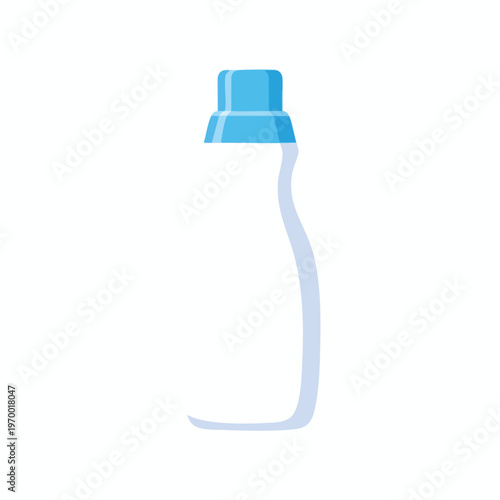 A simple cartoon illustration of a white bottle with a blue cap