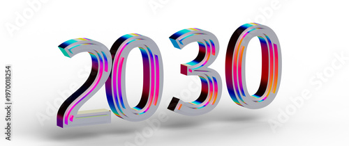 2030 in a colorful 3D rende...