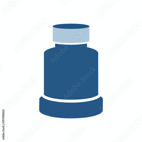Blue and light blue bottle icon with rounded base and cap