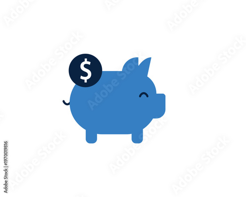 Piggy bank with dollar coin icon representing savings and wealth accumulation.