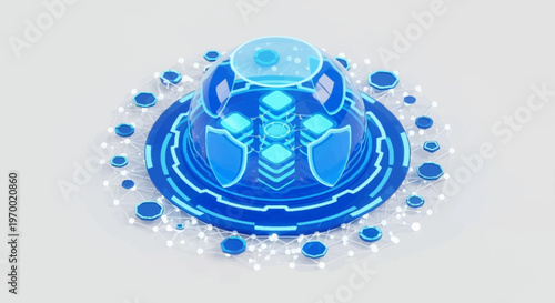 Blue glowing futuristic technology design element.