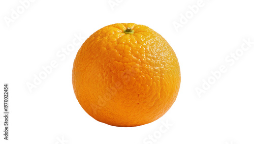 Ripe juicy orange fruit, displaying textured peel and green stem