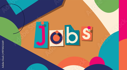 Letters spelling jobs pinned on corkboard background