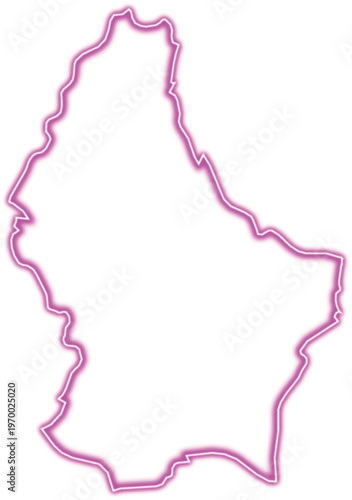 Glowing pink outline of the country of luxembourg isolated on a plain white background