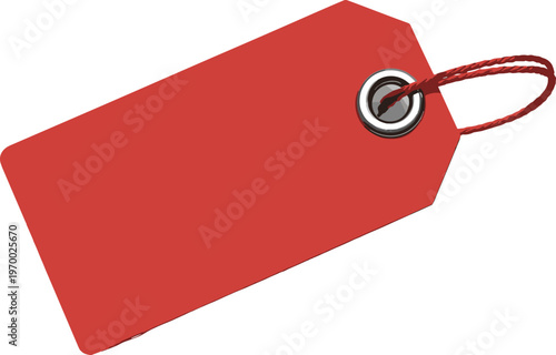 Red blank price tag with string retail label discount sale marketing product label isolated vector illustration design template