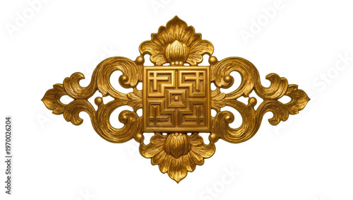 Fotografija Ornate golden baroque frame, featuring intricate floral carvings and geometric p