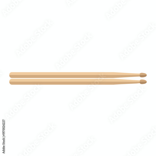 Two wooden drumsticks lying horizontally, parallel to each other