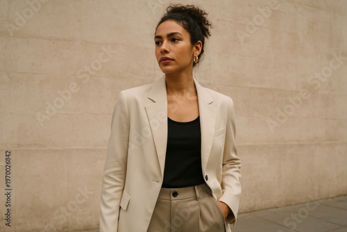 Elegant woman in stylish attire.