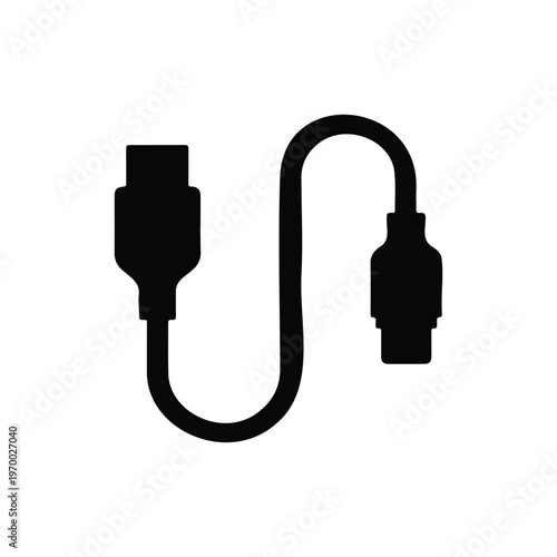 Data cable silhouette vector flat design on white background
