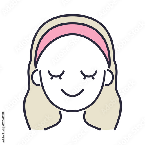 ヘアバンドをつけた女性の脱毛・フェイスケアアイコン