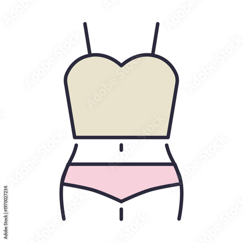 チューブトップとショーツの全身脱毛を表すボディラインアイコン