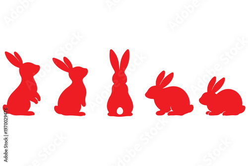Easter bunny outline Silhouette vector icon set. Easter vector icons on white background and Vector illustration.