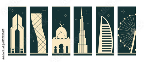 Emirates Travel Banners with Famous Landmarks