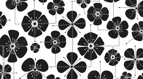 Floral motifs arranged in repeating pattern on white backdrop, no seamless