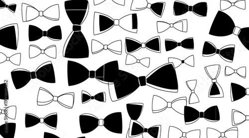 Multiple bow ties scattered in alternating filled and outlined styles, no seamless