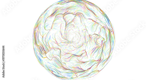 Abstract artwork of a sphere with swirling colorful lines, great for backgrounds