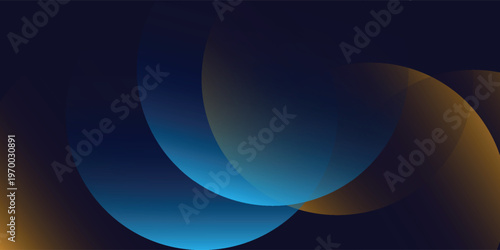Navy blue abstract background with halftone golden lines delicate pattern. Small light spot box. Curve line, cosmic galaxy space.
