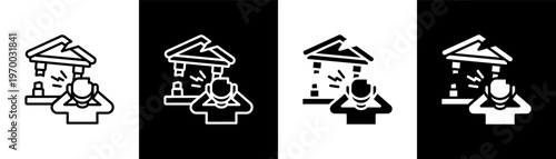 Bankruptcy Icon Of Line Black And White Style Vector Illustrationn