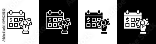 Monthly Installment Icon Of Line Black And White Style Vector Illustrationn
