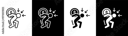 Financial Pressure Icon Of Line Black And White Style Vector Illustrationn