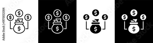Debt Consolidation Icon Of Line Black And White Style Vector Illustrationn