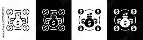 Capital Funding Icon Of Line Black And White Style Vector Illustrationn