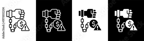 Debt Collection Icon Of Line Black And White Style Vector Illustrationn