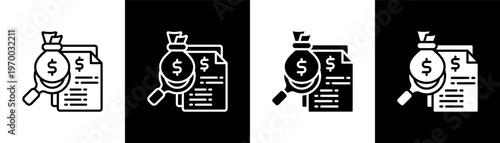 Debt Tracker Icon Of Line Black And White Style Vector Illustrationn