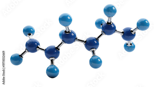 Fényképezés Metallic silver molecule structure, featuring six blue spheres connected by rods