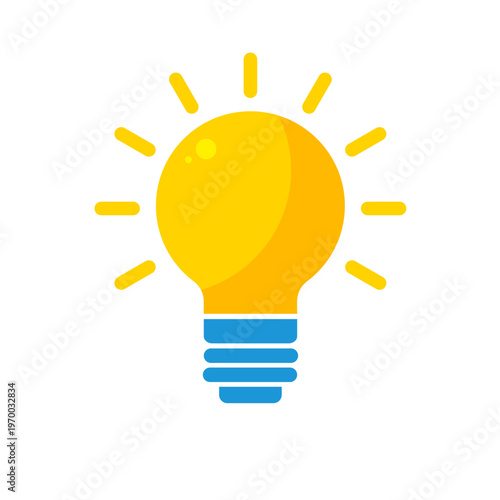Yellow glowing light bulb - vector icon	