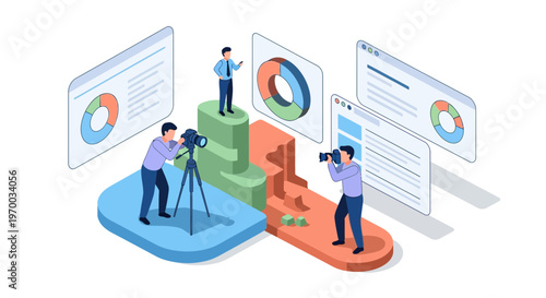 Business Data Analysis Adventure Isometric Vector Illustration