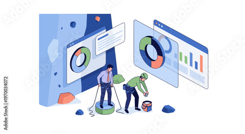 Business Strategy Preparation and Climbing Adventure Vector
