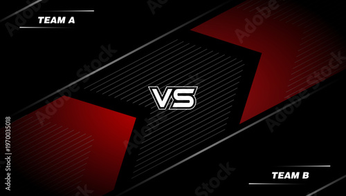abstract gaming battle on red and dark background design with modern minimalist style. Letter VS for a two-team match
