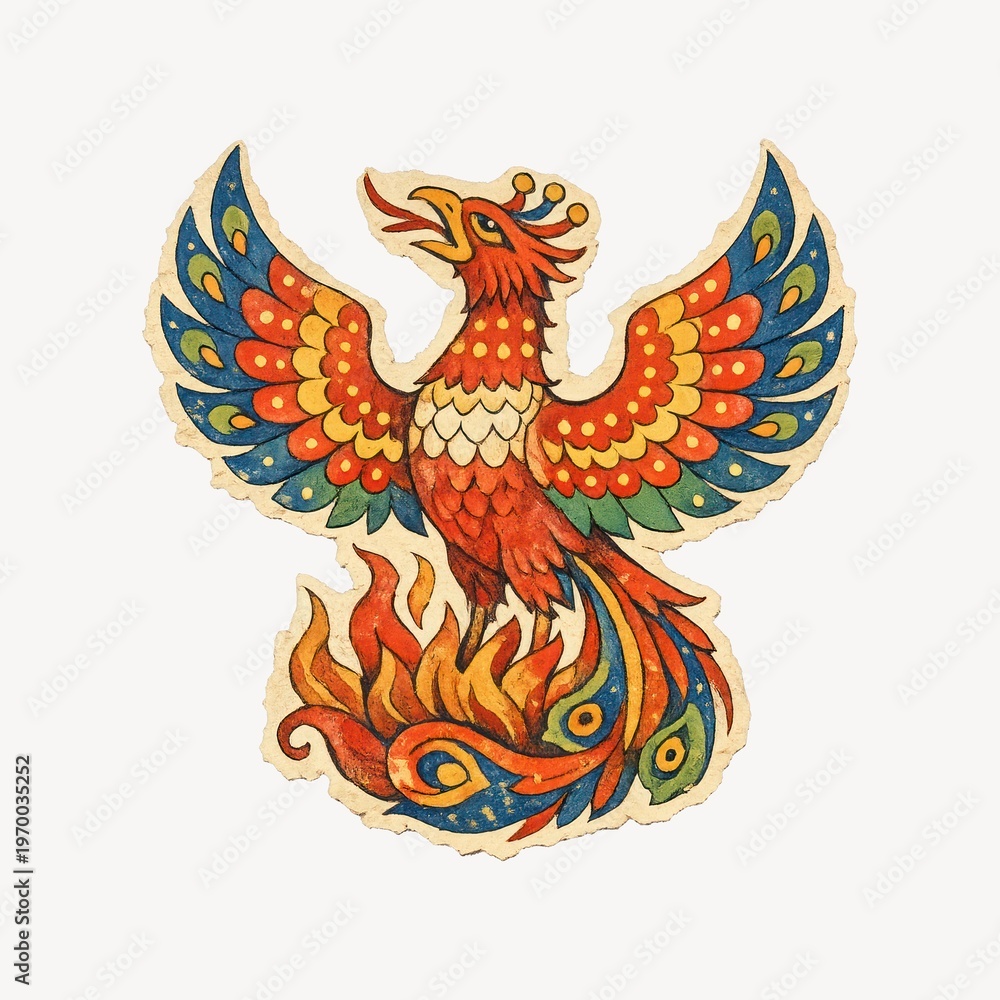 Obraz premium Vibrant mythical phoenix illustration