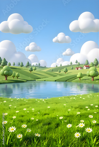 summer landscape with lake