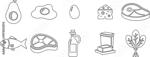 Delicious keto meals low carb food illustrations for healthy eating weight loss