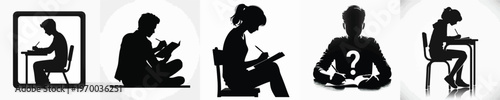 Vector silhouette of student writing