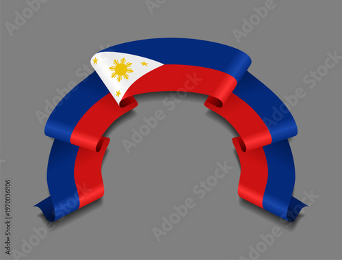 Philippines flag circular wavy ribbon, symbolizing national pride, ideal for patriotic badges, certificates, or cultural design themes. Vector illustration.